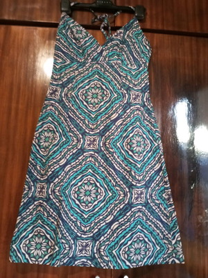 H&M midi backless dress like new with ethnic pattern blue and turquoise