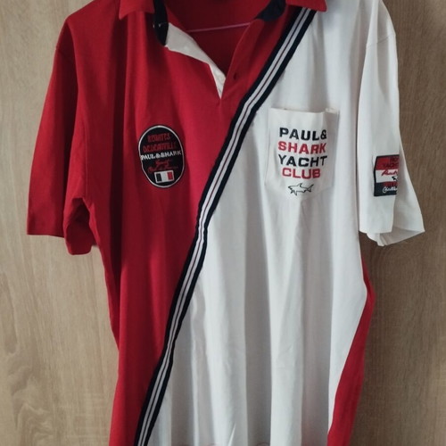 Paul & Shark men's polo shirt XXL like new, white and red