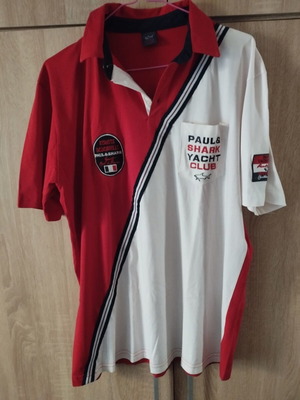 Paul & Shark men's polo shirt XXL like new, white and red