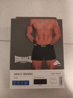 Lonsdale ανδρικά μποξεράκια καινούργια, πακέτο 2, μαύρα, μέγεθος L