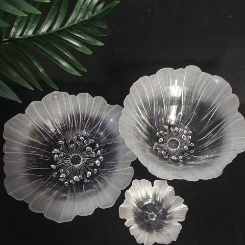 Maleras Wind Flower pair of lead crystal bowls Mats Jonasson Sweden 80s new