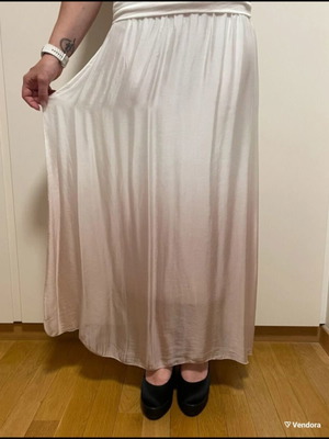 Sandy Kosta 2-in-1 maxi skirt and strapless dress, white and pink ombre