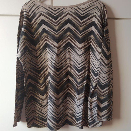 Cotton women's blouse with stripe pattern like new, beige multicolor