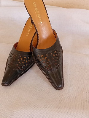 Mules Vivace Moda leather size 38 like new, heel 9 cm