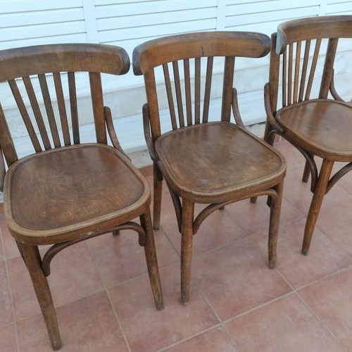 Thonet Style Wooden Cafe Chairs Set of 3 Used