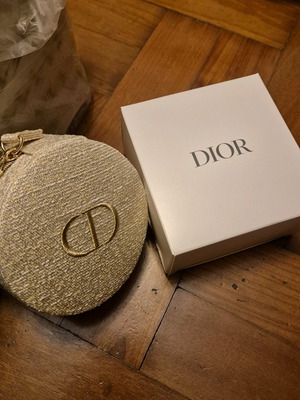 Christian Dior circular jewelry case new, gold color