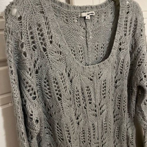 Tally Weil knit sweater used, size M, blue-gray