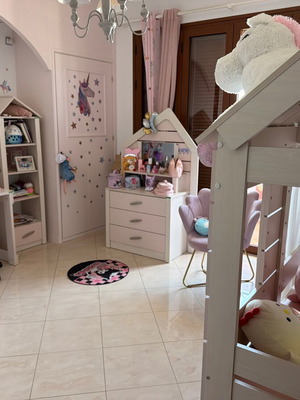 Melamine Girl's Bedroom Set used, bed, desk, wardrobe, bookshelf, dressing table