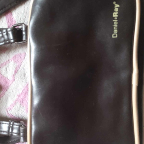 Women's shoulder or hand bag used, chocolate with beige detail