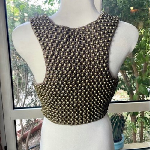 Temperley London Vest New Cotton Waistcoat with Metallic Beads