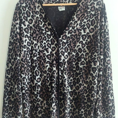 Rachel leopard print semi-transparent pajama top, size Large