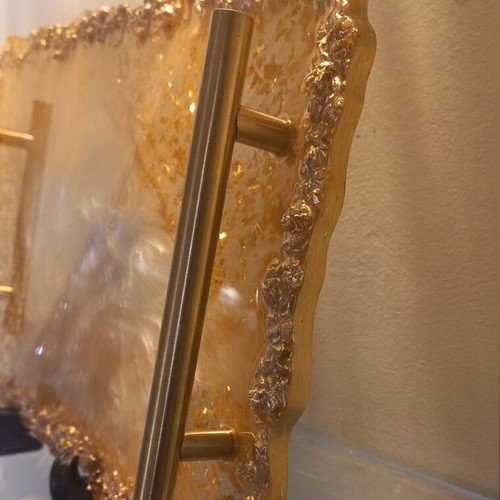 Decorative tray handmade with liquid glass effects 35x21 cm