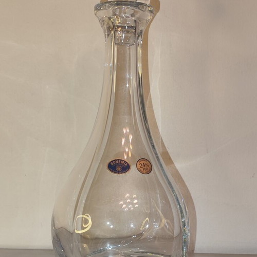 Bohemia Crystal Quadro Decanter like new with matching stopper