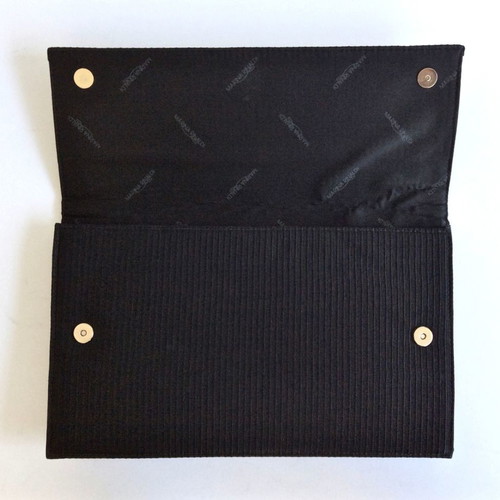 Marina Rinaldi clutch bag used, black ribbed satin