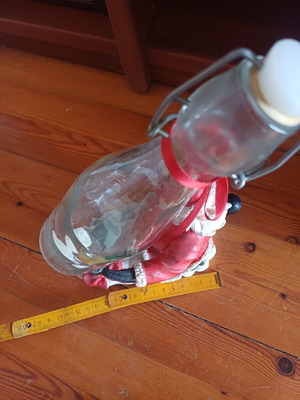 Santa Claus Christmas Tabletop Bottle Holder with 500ml Glass Bottle