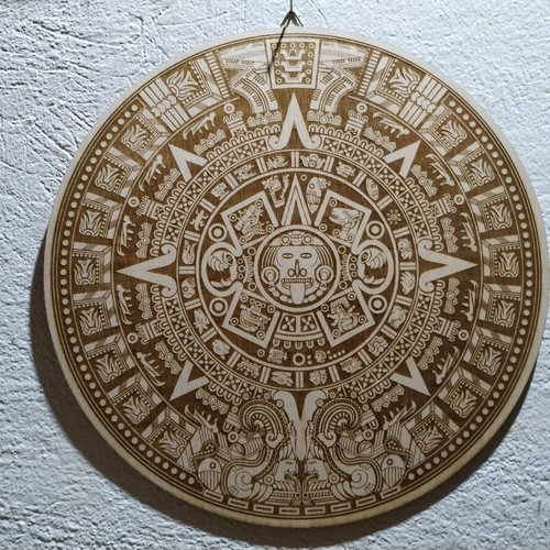 Wooden wall frame Mayan Calendar with laser engraving