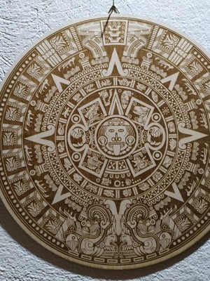Wooden wall frame Mayan Calendar with laser engraving