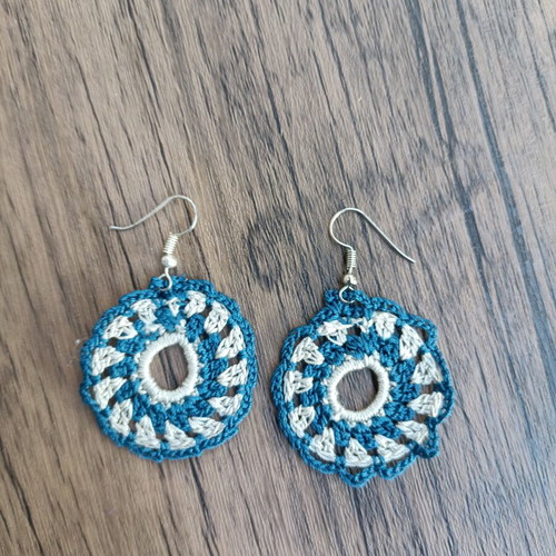 Handmade crocheted earrings with unique designs