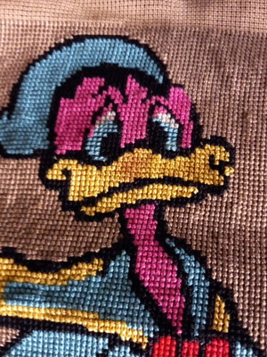 Children's embroidery with child figure 23x31, collectible