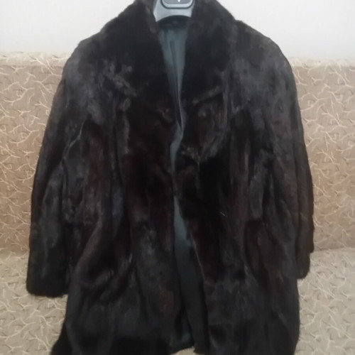 Fur coat new, black, size XL