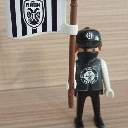 Playmobil PAOK Fan Figure like new with Team Flag