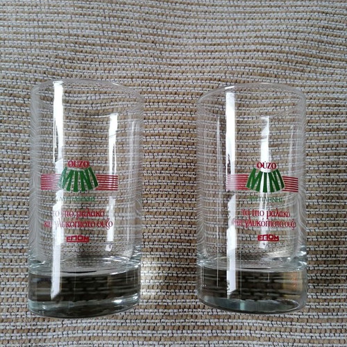 Ouzo Mytilinis glasses like new, set of 2