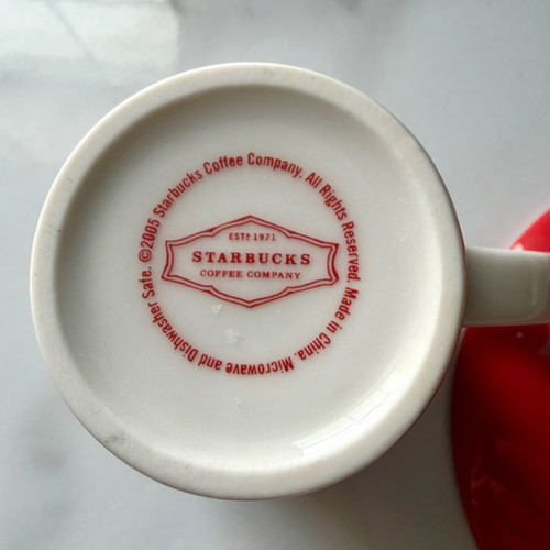 Starbucks coffee cup new, red with porcelain saucer