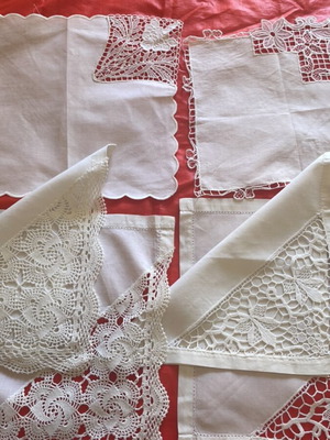 Ленени салфетки нови, комплект от 6 с бордюр