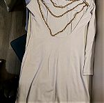  λευκό φόρεμα με αλυσίδες μίνι