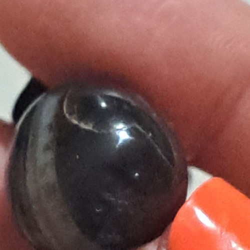 Obsidian chip bracelet with silver beads