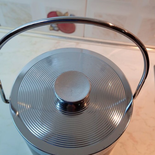 Vintage ice bucket with leather cover