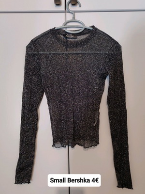 See Through Black T-Shirt With Glitter New Bershka Size S