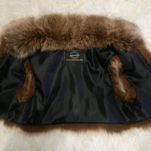 Vest of natural fur used, size M, beige and brown