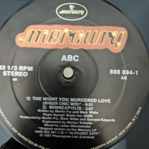 ABC Featuring Contessa Lady V The Night You Murdered Love vinyl record