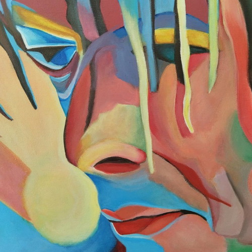 David Bowie painting acrylic on canvas 40x40 new with frame