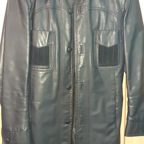 Leather jacket used size 44 dark blue