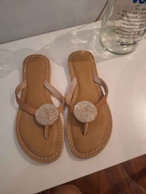 Leather Sandals Laid Back Londonderry handmade size 39 like new beige