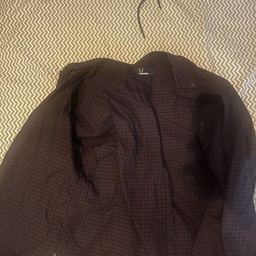 Fred Perry checkered shirt, black, size M L