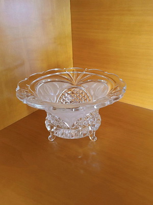 Vintage crystal candy bowl used with cut designs
