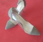 High-heeled pumps size 37, olive green with transparency