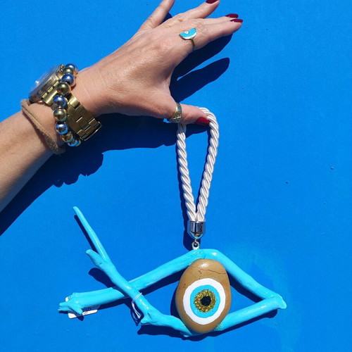 Handmade blue eye - fish for good luck 22.5×33