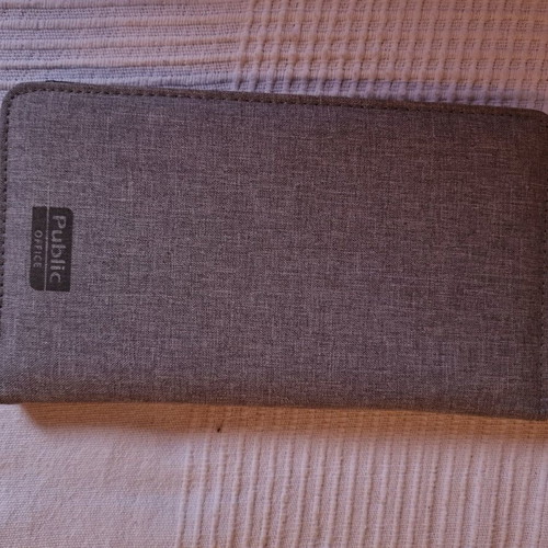 Public document holder like new, grey fabric with multiple compartments