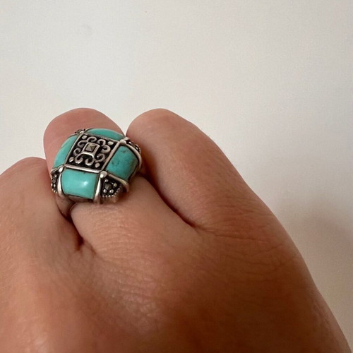 Ring used, 925 silver with turquoise and marcasite