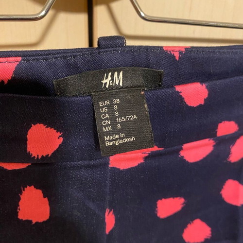 H&M classic pants M 38 10 blue with fuchsia patterns new