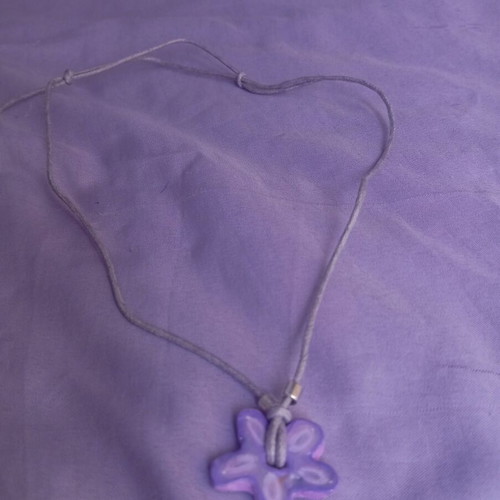 Handmade necklace in purple, like new, clay and glue
