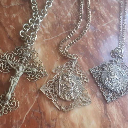 Vintage metal religious pendants and icons