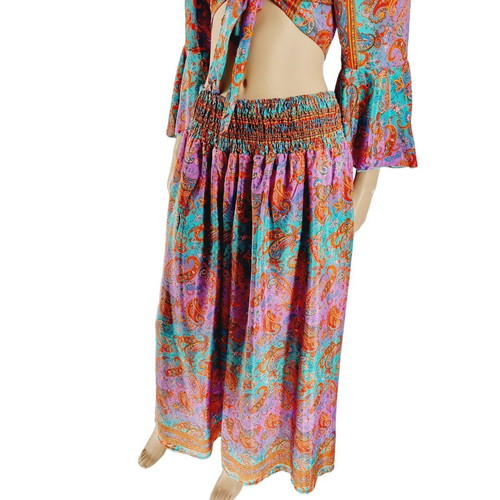 Pure 2-piece set palazzo pants and top new, multicolor, silk