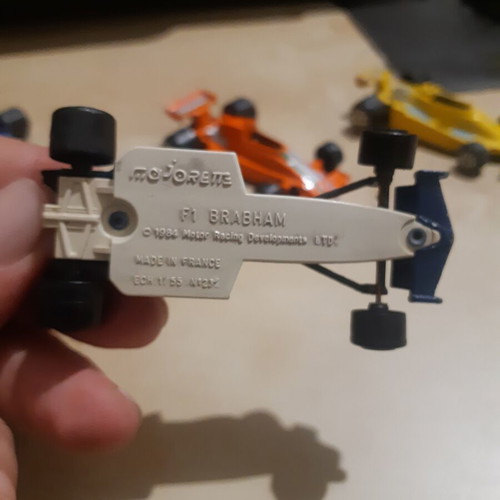 Majorette F1 Brabham 1984 with 3 vintage F1 toy cars