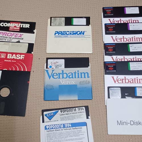 5.25" Floppy Disks like new, pack of 10 with Verbatim, Virgin, Basf, Noname