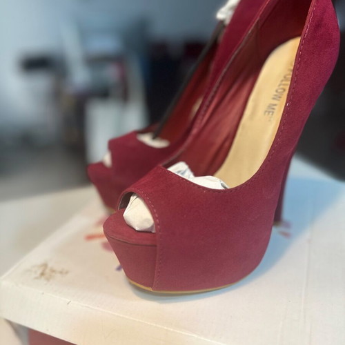 Follow Me Red Peep Toe Pumps Size 39 New